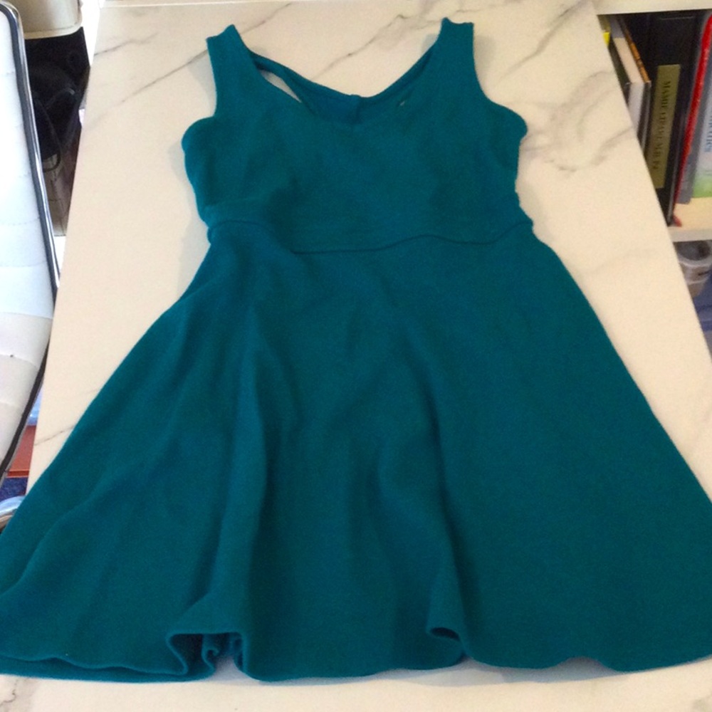 TEAL Fit and flare DRESS WITH BACK CUTOUT DETAIL, small